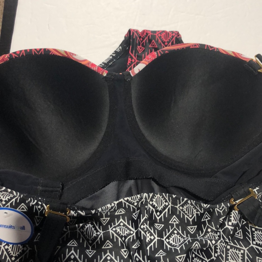 NWT Swimsuits for All pink paisley b&w onepiece 12 - Picture 6 of 11